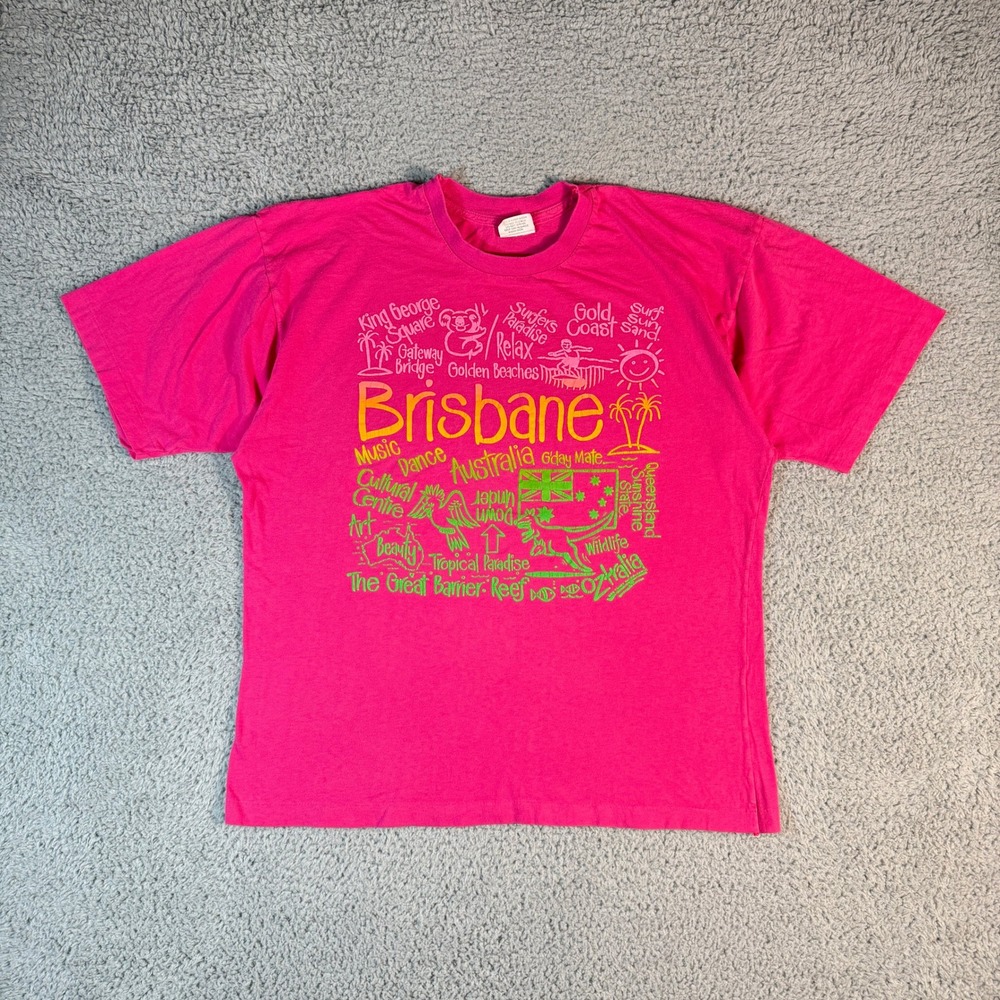 Vintage 90s Australian T-shirt Medium Pink Australia Made Tourism Attractions